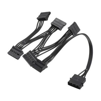 4 Pin Male IDE to 6X Serial ATA Female Power Splitter Converter Adapter Cable