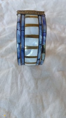 Vintage Brass Pin Braclet enlaid with Mother of Pearl.