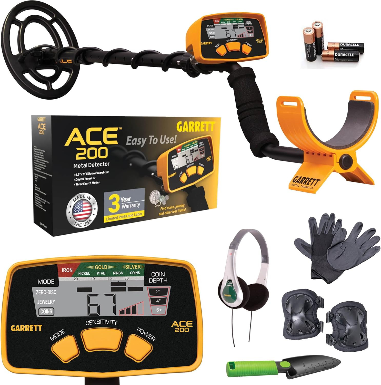 Garrett Waterproof Kit With Headphones/gloves/knee Pads & Shovel.