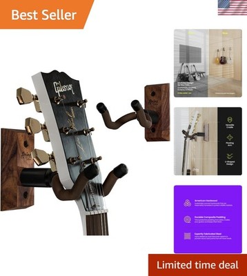Elegant Black Walnut Guitar Wall Mount 2 Pack   Securely Holds All Guitars