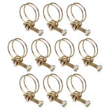 10 Pcs 28-32mm Carbon Steel Adjustable Double Wire Hose Clamp Wire Hose Clips