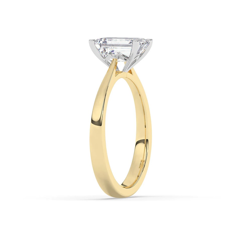 F VS1 3CT Lab Grown Solitaire Radiant Diamond Engagement Ring 9K Yellow ...
