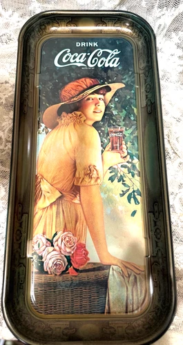 Vintage 1972 COCA COLA Rectangle Serving Tray Retro 1916 WW1 Girl "Elaine"