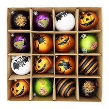 New Best Halloween Ornaments Tree Decorations Naughty Pumpkin Themed 16ct 80mm