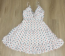 Jessica Simpson WMNS Sundress SZ L White Orange Navy Embroidered Dot Tiered