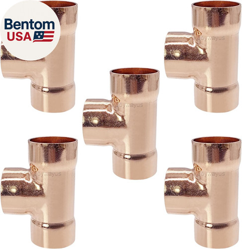 5 Pack Copper 3/4" C X C X C Sweat Solder Tee Pressure Fittings
