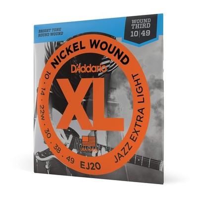 D'Addario EJ20 Nickel Wound E-Gitarrensaiten, Jazz Extra Light, 10-49