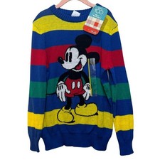Disney 100 Mickey Mouse Retro Re-Imagined Striped Pullover Sweater
