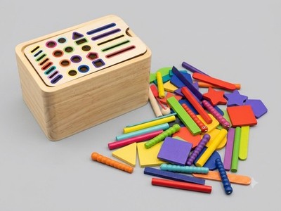 Montessori Holzspielzeug Sortierbox Motorikspielzeug Farbsortierspiel Komplett
