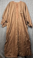 African Dashiki Kaftan Brown Long Tunic Robe Tribal Pattern Embroidered