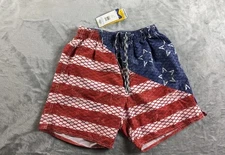 AFTCO Swim Trunks Men S Lined Drawstring All Over Print Classic Fit 7" Inseam 