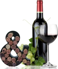 Metal Letter Wine Cork Keepsake Saver & Holder Monogram W/Free Wall Mount 