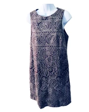 Nicole Miller Collection Silk Taupe + Silver Embroidered Sleeveless Dress sz 12