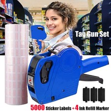 8 Digits Price tag Gun with 5000 Sticker Labels and 4 Ink Refill Marker New
