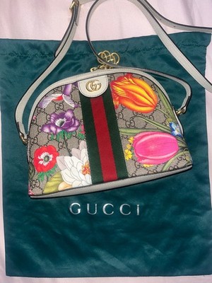 Gucci Supreme Floral Ophidia GG Crossbody with Green-Red Web Stripe