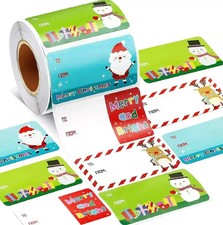 50 Christmas Gift Tags/Labels (7cm x 4cm) self adhesive-  Free Gift & Free P & P