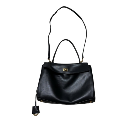 Balenciaga Women's Black Rodeo Medium Leather Shoulder Hand Purse Bag Authentic