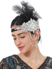 Feather Headpiece 1920S Flapper Headband Rhinestone Great Gatsby Headwear
