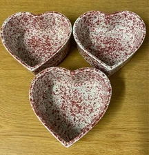 Vintage Coche Stoneware Heart Shaped Oven Safe Baking Dishes - Set of 3