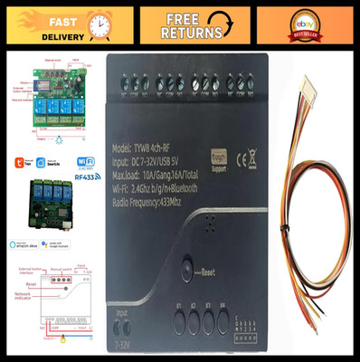 4-Channel WiFi Smart Relay Switch Module, 5V/12V/32V Wireless Controller, Alexa
