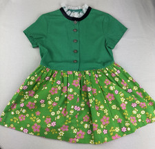Vintage Dirndl Trachtenkleid Mädchen Gr. 104/110 – Baumwolle – Grün Rosa – Landh