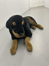 Vintage Classic Big Rottweiler Doberman Dog Stuffed Plush Large Huge Laying 30  