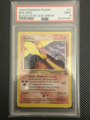 #ad Pokemon Moltres WOTC Moltres Black Start Promo PSA 9 $50.00