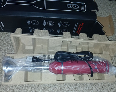 Chefman Immersion Hand Blender Red 2-Speed Stainless Steel Open Box