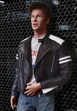 Brad Pitt Fight Club Tyler Durden Black & White Leather Jacket for Men