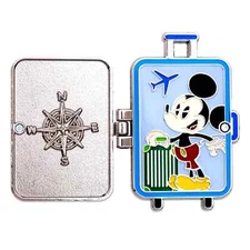 2024 Disneyland Disney Parks Mickey Mouse Hinged Luggage Pin With Fixed Compass