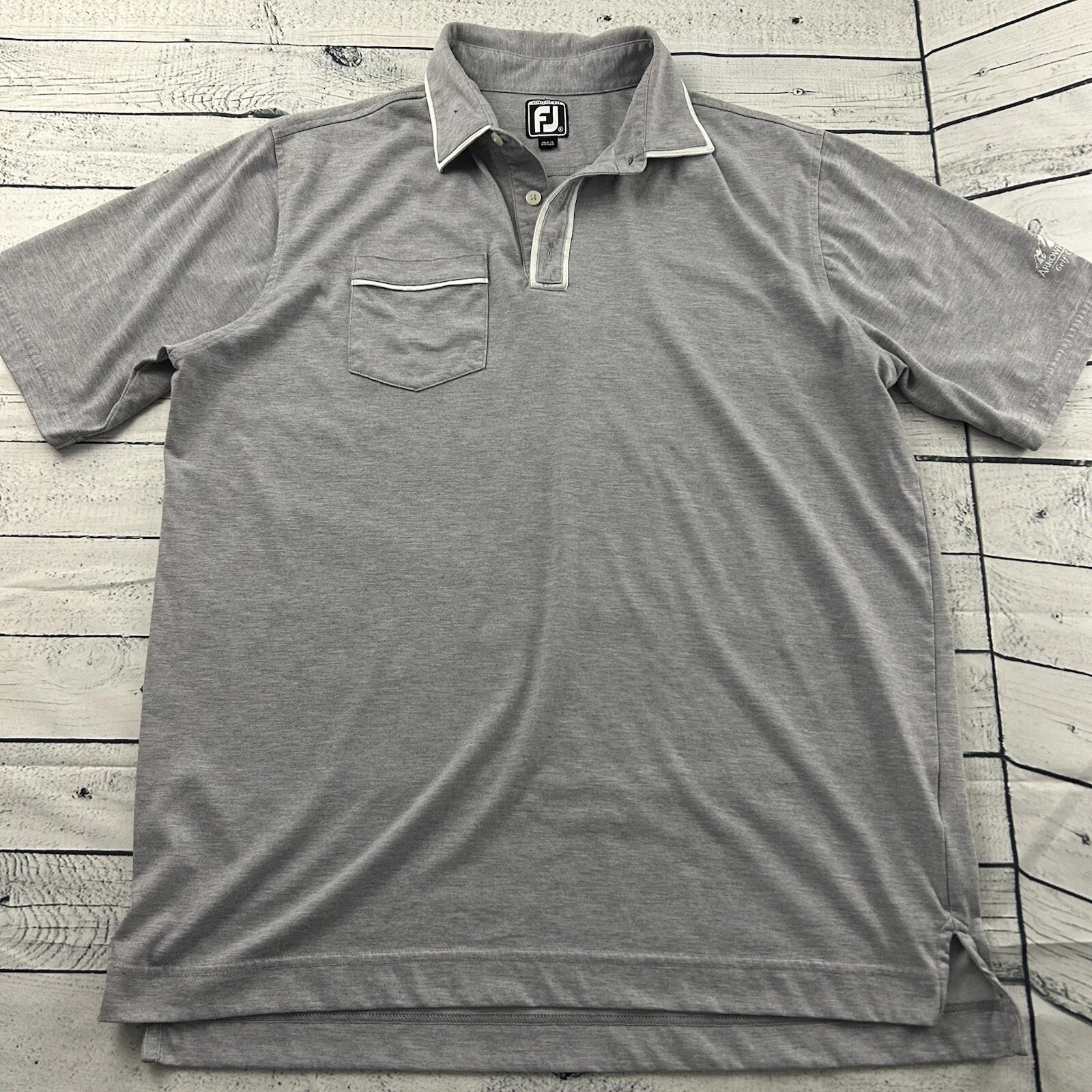 FootJoy Athletic Short Sleeve Pocket Golf Polo Shirt Men's XL Gray
