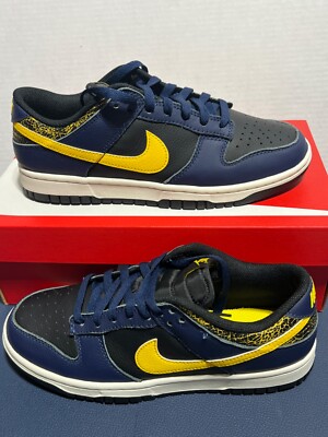 NEW Nike Dunk Low Vintage Michigan FZ4014 010 Men s Blue Black Yellow