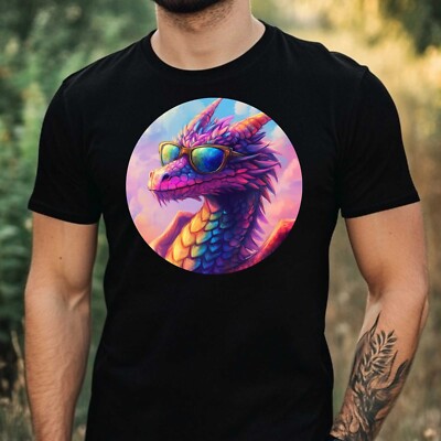 Mens Dragon Sunglasses Cotton T-Shirt Size XS to 5XL