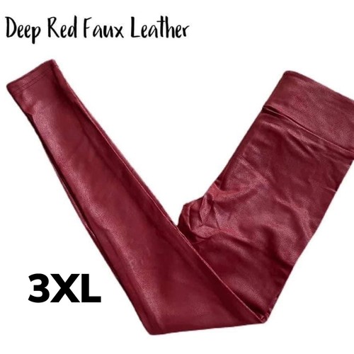Faux Leather Leggings XXXLarge Dark Red 