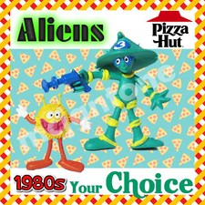 LOOSE Pizza Hut 1980s Aliens Bendees GREEN ALIEN 3 RAY GUN Bendee Flexible TOY