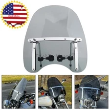 Fit For Harley Honda Suzuki Yamaha Kawasaki 17"×15" Smoke Windshield Windscreen