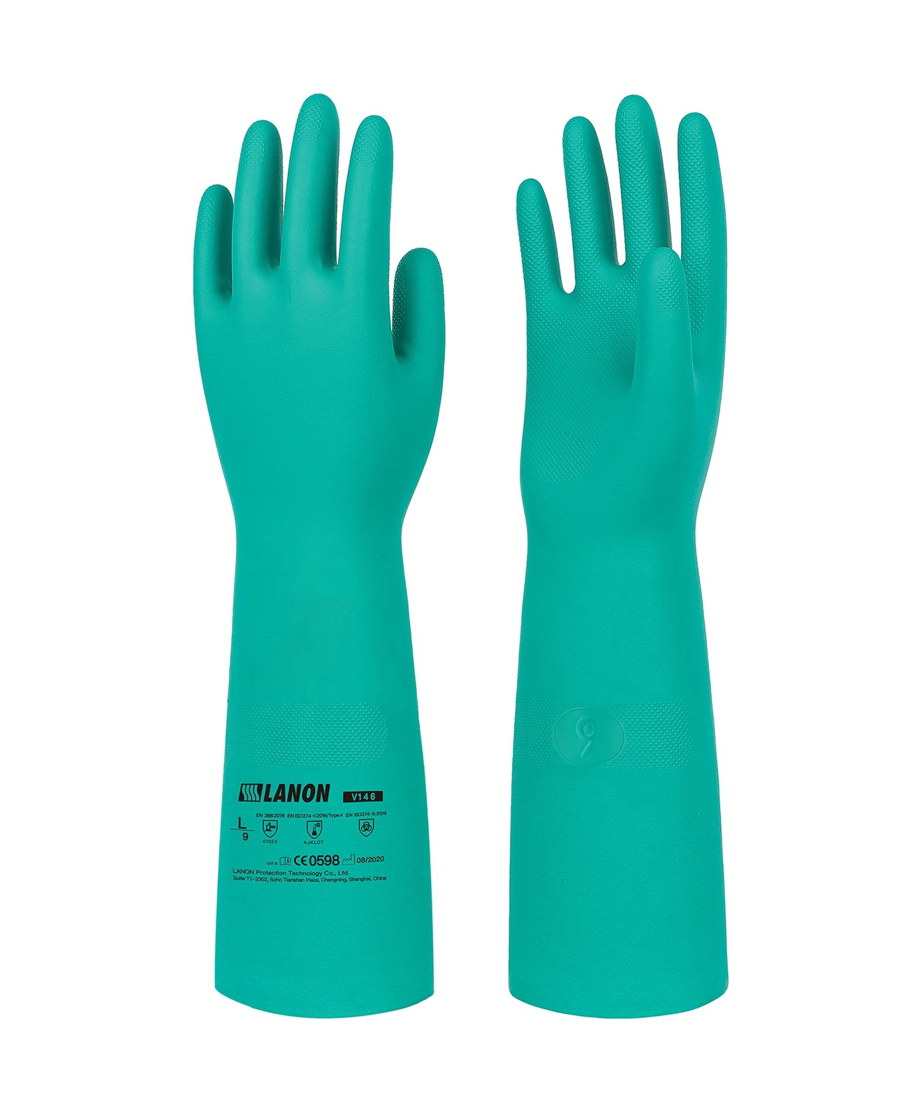 LANON Nitrile Chemical Resistant Gloves, Reusable Heavy Duty Safety Work Glov...