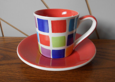 MOSAIK MUSTER schöne kleine Espressotasse und Untertasse WHITTARD rot