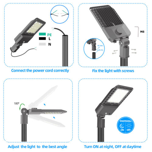 200Watt LED Parking Lot Light With Photocell Commercial Street Shoebox Pole Lamp - Picture 5 of 14