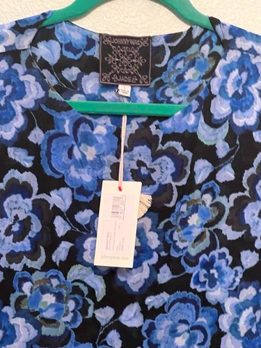 Johnny Was Blue Calanthe Mesh Midi Dress, Size Large NWT - Picture 6 of 8