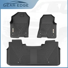 3D Car Floor Mats for 2019-2024 Ram 1500 Crew Cab All Weather Black Rubber Liner