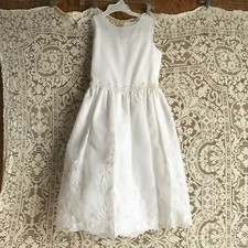 Girl's White Sleeveless Beaded Embroidered Full Length Communion Dress 12