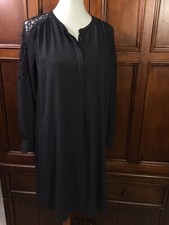 loft ann taylor womens gray shift dress lace shoulder gray gorgeous versatile mu