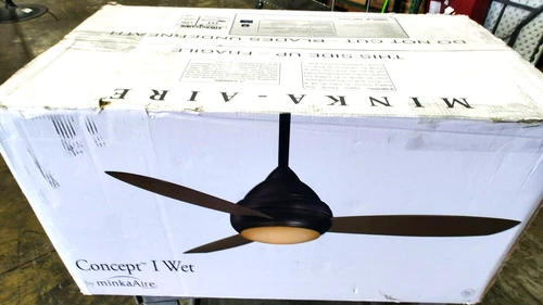 Minka  F476L-WH Concept I Wet White 52" Outdoor Ceiling Fan Wall Control NEW - Picture 5 of 12