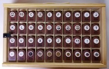 NEW -FAMILY TREASURES PUNCH SET- Alphabet  Punctuation w/ Wood Case- 40 Punches