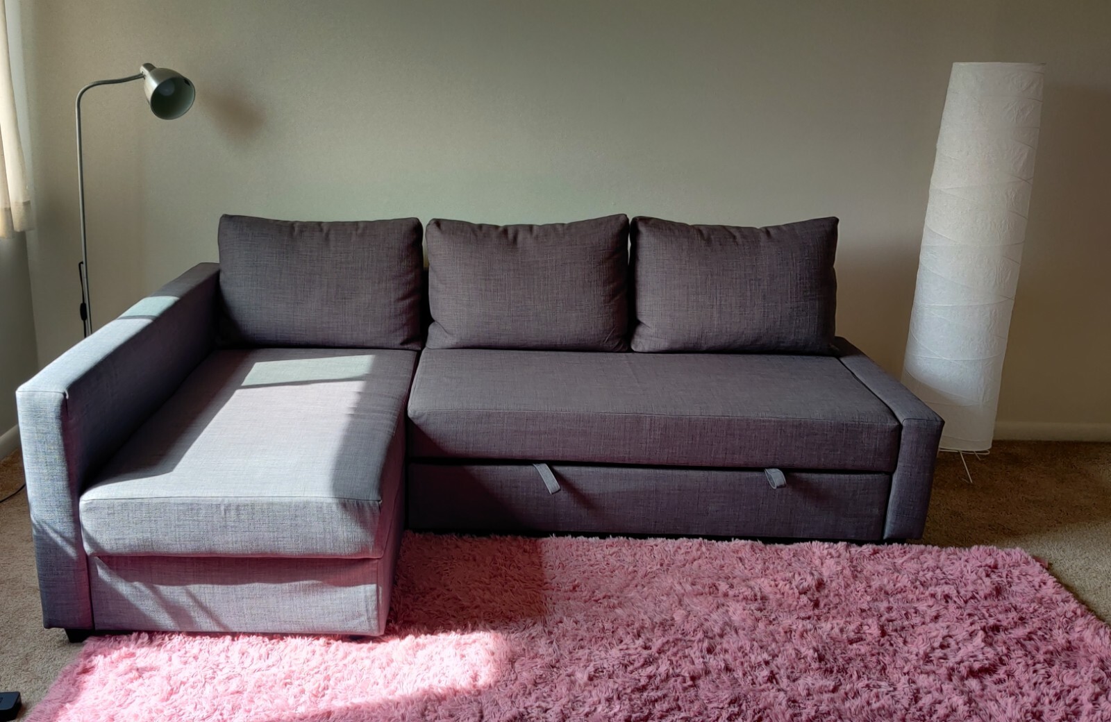 Slightly Used IKEA FRIHETEN Dark Grey Sectional Convertible Couch for