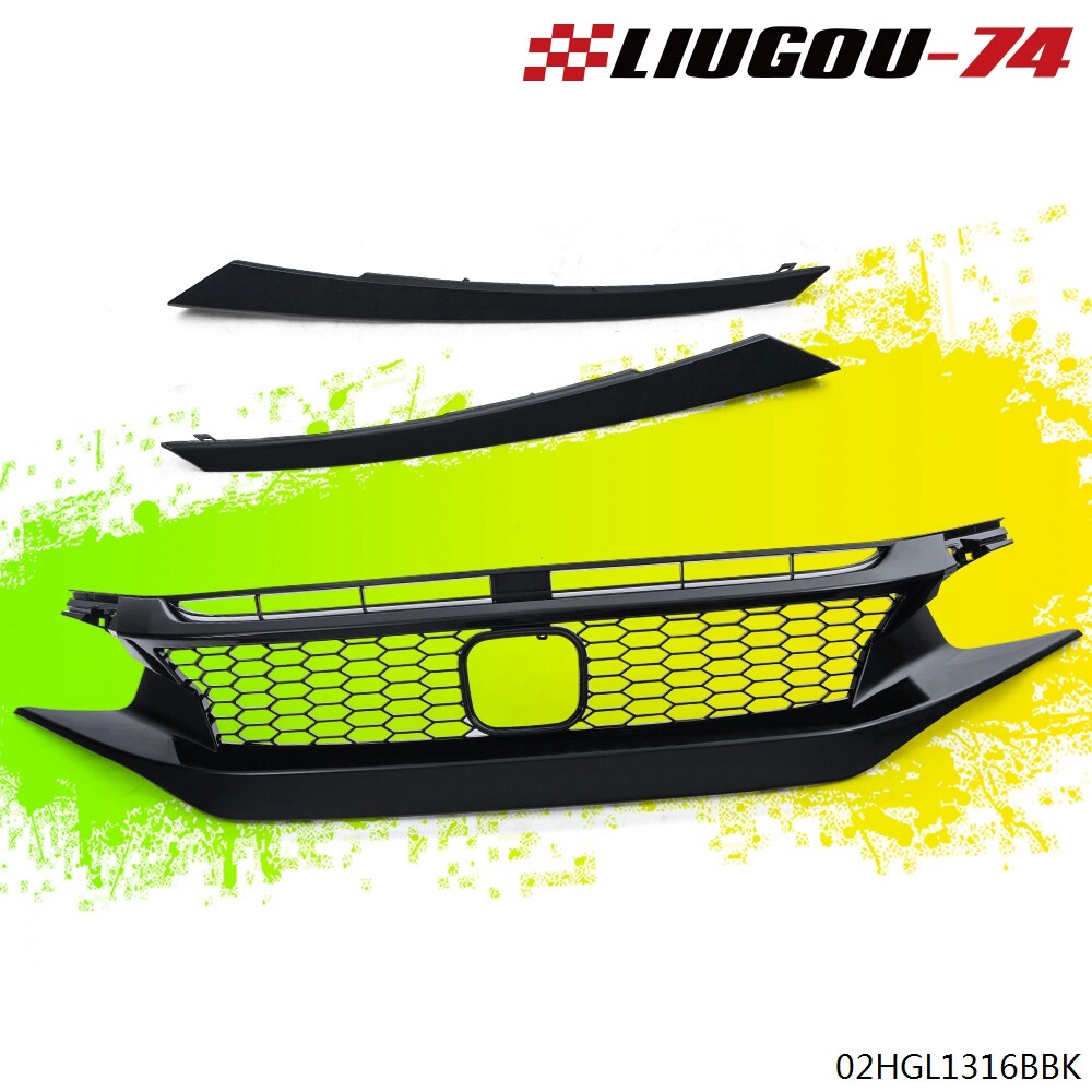 2019-20 Honda Civic Gloss Black Honeycomb Hood Grille Guard