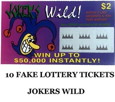 FAKE LOTTERY TICKETS- 10 Pack Gag Gift Prank April Fools Day Phony Fun