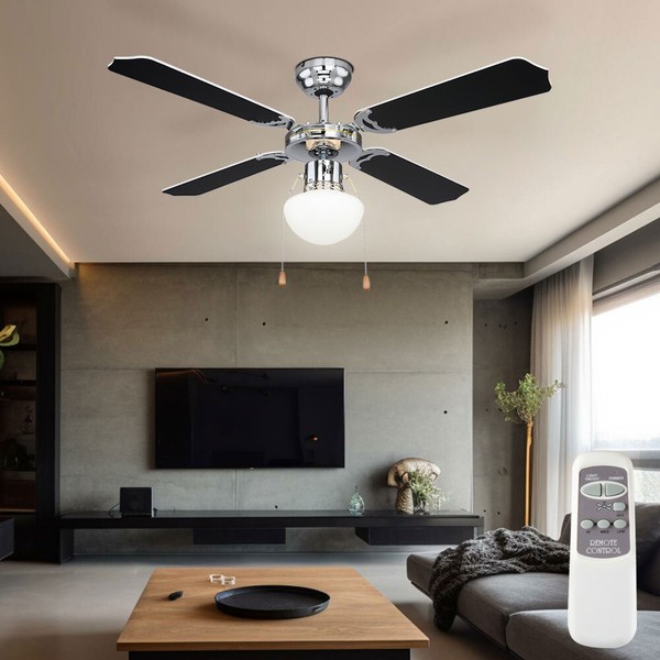 Deckenventilator Deckenleuchte Deckenlampe Vor RüCklauf Fernbedienung D 106,6 Cm-image