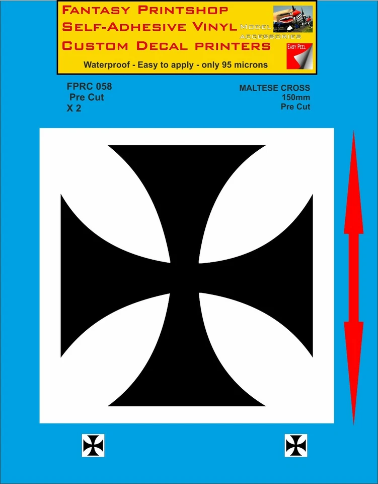RC LUFTWAFFE MALTESISCHES KREUZ Doppelpackungen Vinyl Aufkleber Aufkleber 75 mm - 200 mm FPRC58 - Bild 4 von 4